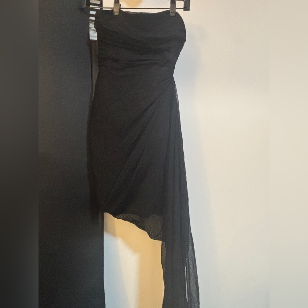 Likely Black Asymmetrical Strapless Dress